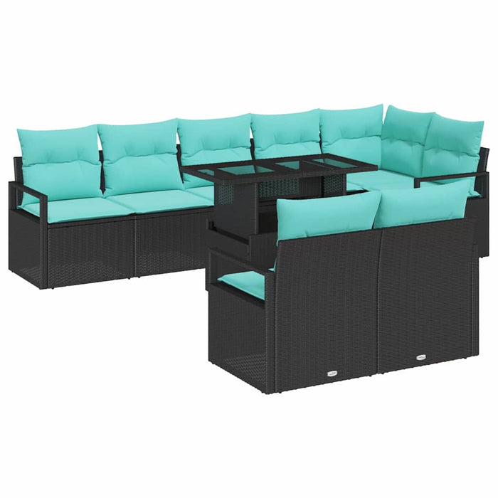 Set de canapele pentru grădină cu pernă 9 pcs Negru și Albastru - WALTI WALTI