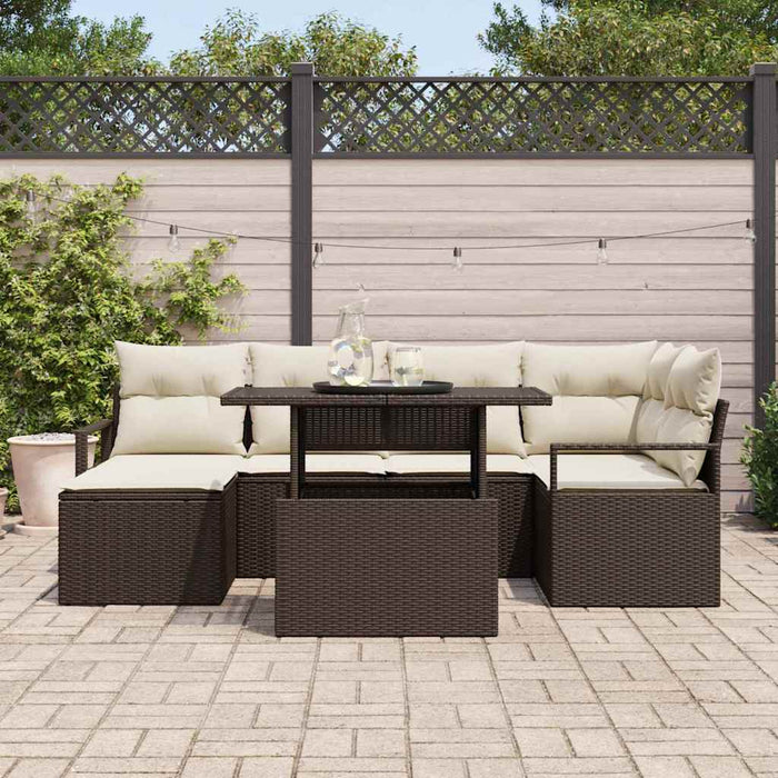Set de canapele pentru grădină cu pernă 7 pcs maro și crem - WALTI WALTI