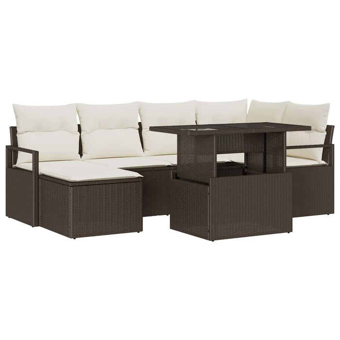 Set de canapele pentru grădină cu pernă 7 pcs maro și crem - WALTI WALTI