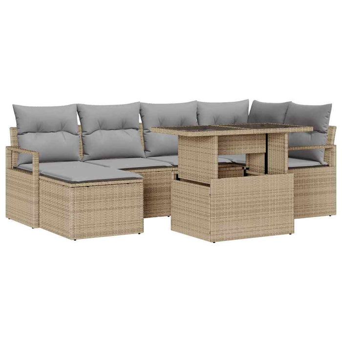 Set de canapele pentru grădină 7 pcs bej și gri deschis - WALTI WALTI