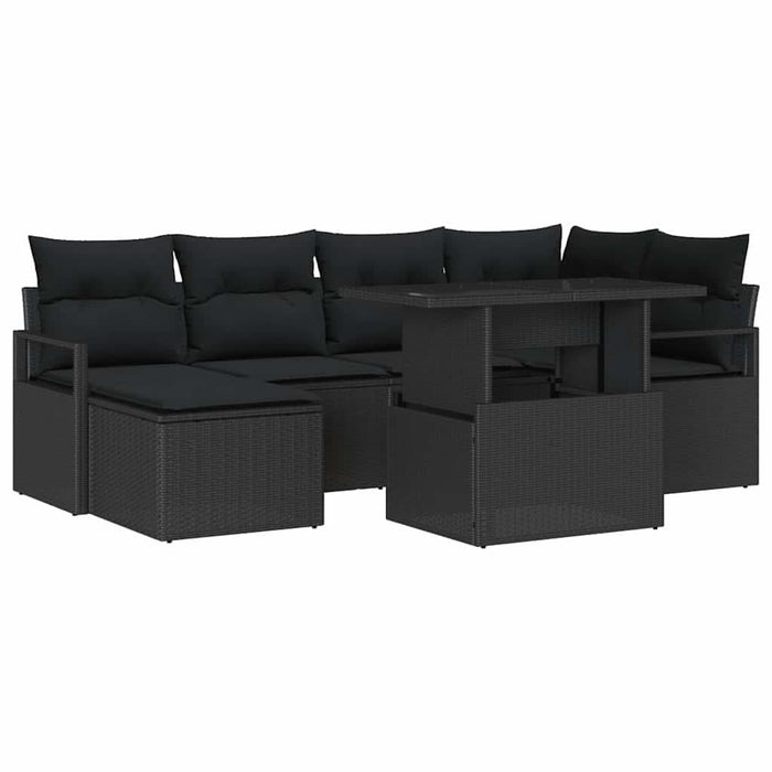 Set de canapele pentru grădină cu pernă 7 pcs Negru - WALTI WALTI