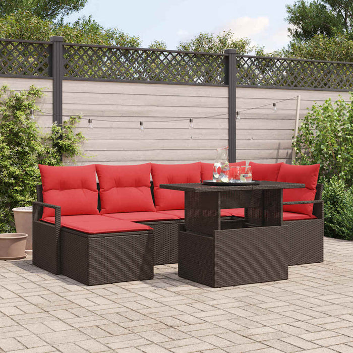 Set de canapele pentru grădină 7 pcs Maro și roșu Rattan poli - WALTI WALTI