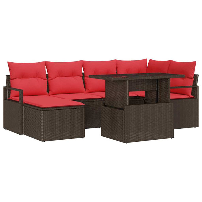 Set de canapele pentru grădină 7 pcs Maro și roșu Rattan poli - WALTI WALTI