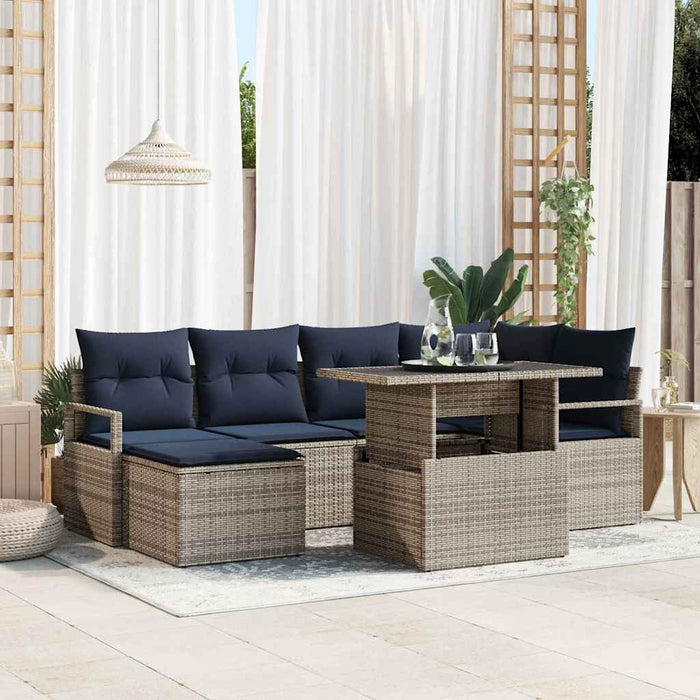 Set de canapele pentru grădină 7 pcs Gri și albastru marin - WALTI WALTI