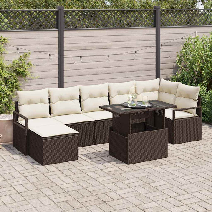Set de canapele pentru grădină cu pernă 8 pcs maro și crem - WALTI WALTI