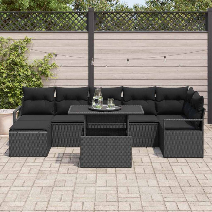 Set de canapele pentru grădină 8 pcs Negru poliratan - WALTI WALTI