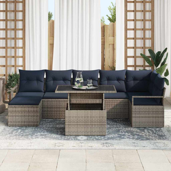 Set de canapele pentru grădină 8 pcs Gri și albastru marin - WALTI WALTI