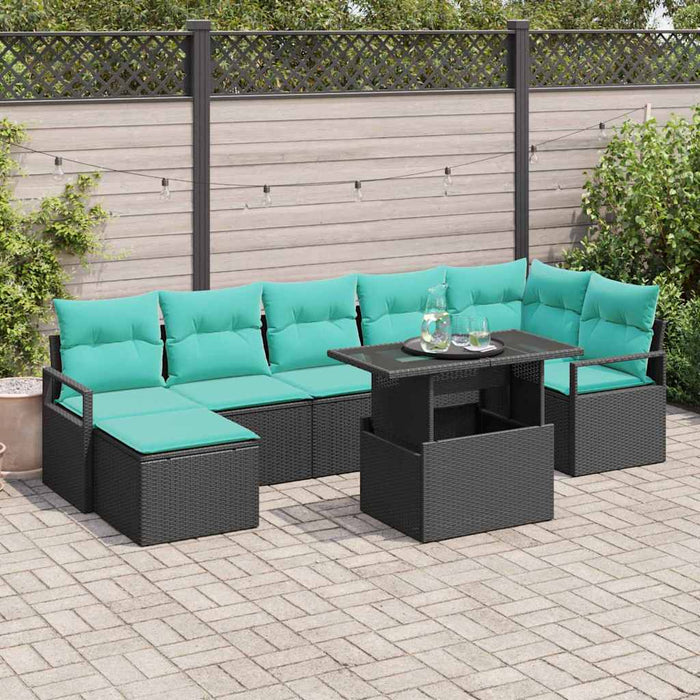 Set de canapele pentru grădină cu pernă 8 pcs Negru și Albastru - WALTI WALTI