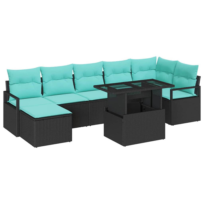 Set de canapele pentru grădină cu pernă 8 pcs Negru și Albastru - WALTI WALTI