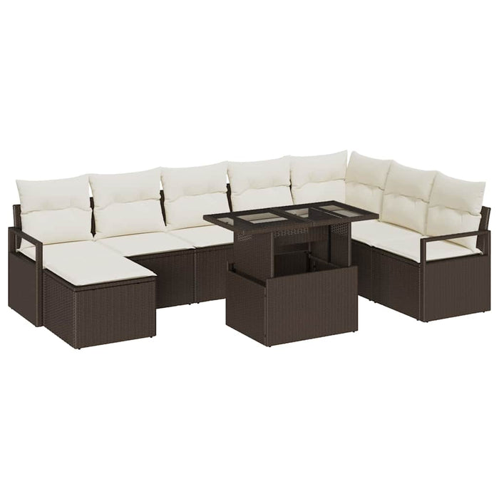 Set de canapele pentru grădină cu pernă 9 pcs maro și crem - WALTI WALTI