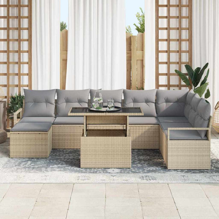 Set de canapele pentru grădină 9 pcs bej și gri deschis - WALTI WALTI