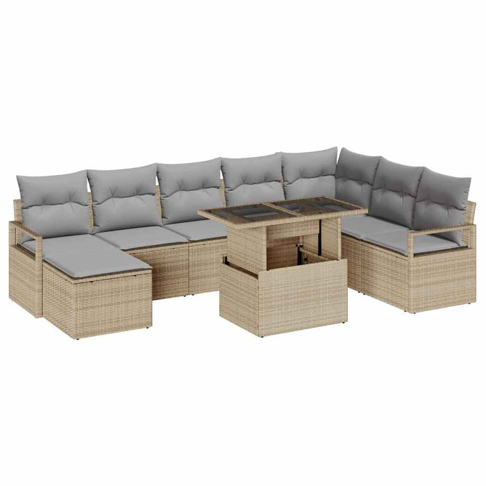 Set de canapele pentru grădină 9 pcs bej și gri deschis - WALTI WALTI