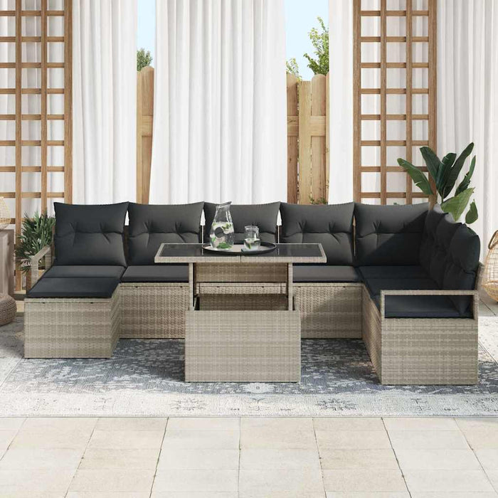 Set de canapele pentru grădină cu pernă 9 pcs Gri deschis - WALTI WALTI