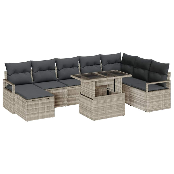 Set de canapele pentru grădină cu pernă 9 pcs Gri deschis - WALTI WALTI
