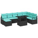 Set de canapele pentru grădină cu pernă 9 pcs Negru și albastru - WALTI WALTI