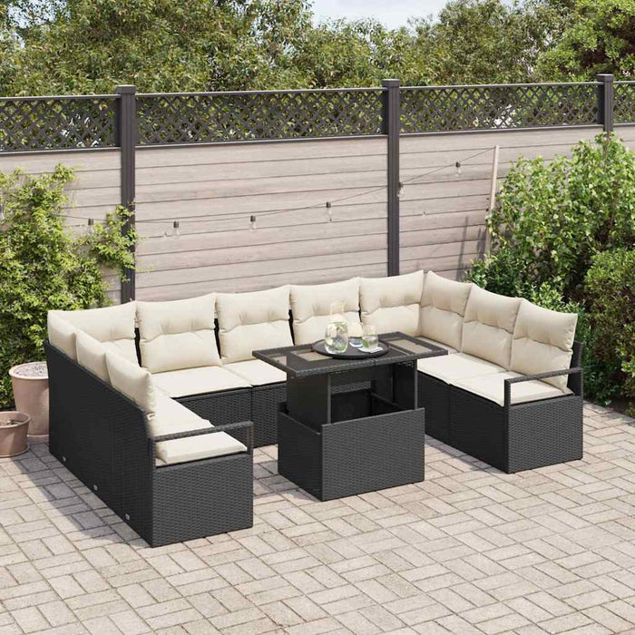 Set de canapele pentru grădină cu pernă 10 pcs negru și crem - WALTI WALTI