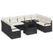 Set de canapele pentru grădină cu pernă 10 pcs negru și crem - WALTI WALTI