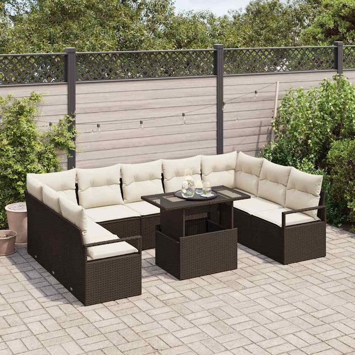Set de canapele pentru grădină cu pernă 10 pcs maro și crem - WALTI WALTI