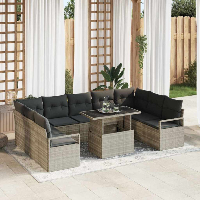 Set de canapele pentru grădină cu pernă 10 pcs Gri deschis - WALTI WALTI