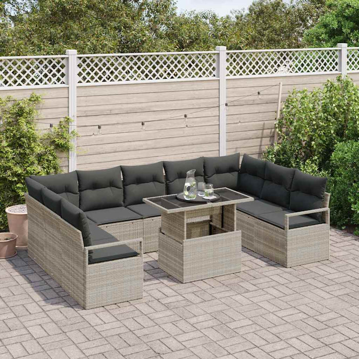 Set de canapele pentru grădină cu pernă 10 pcs Gri deschis - WALTI WALTI