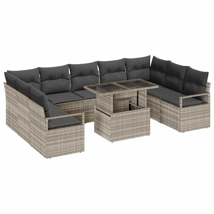 Set de canapele pentru grădină cu pernă 10 pcs Gri deschis - WALTI WALTI