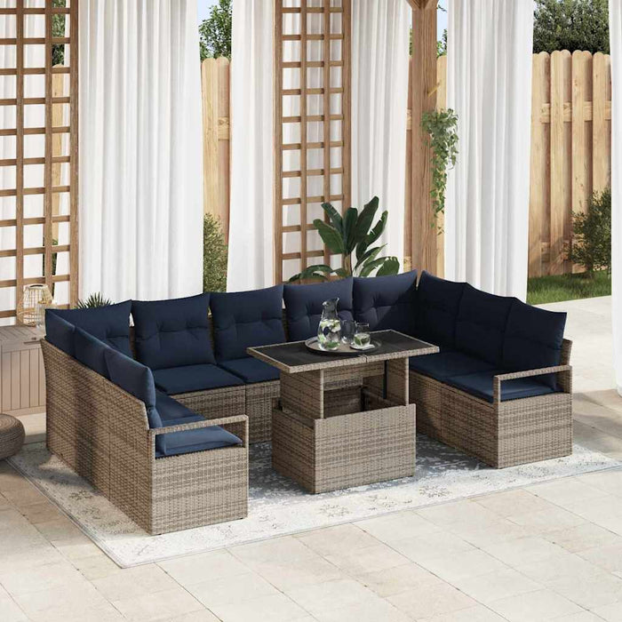 Set de canapele pentru grădină 10 pcs Gri și albastru marin - WALTI WALTI