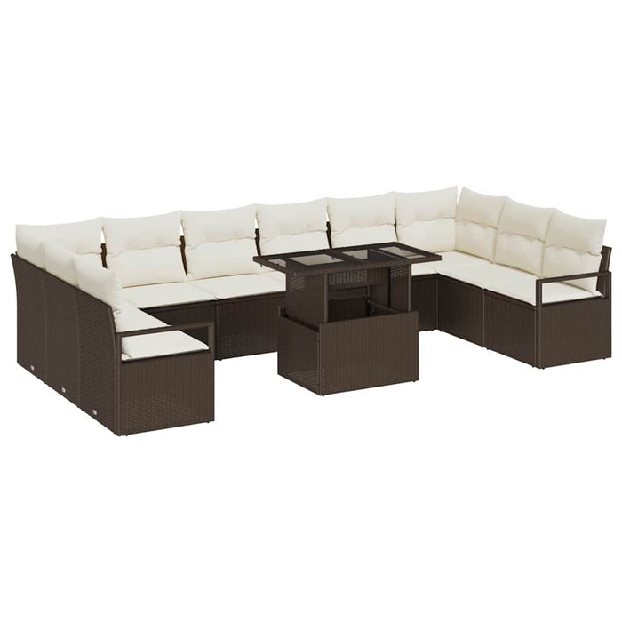 Set de canapele pentru grădină cu pernă 11 pcs maro și crem - WALTI WALTI