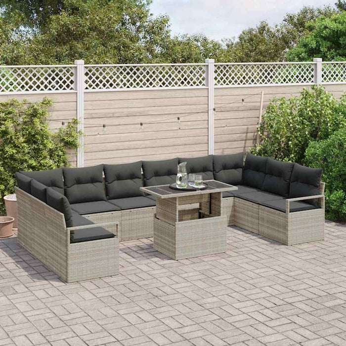 Set de canapele pentru grădină 11 pcs Gri deschis poliratan - WALTI WALTI