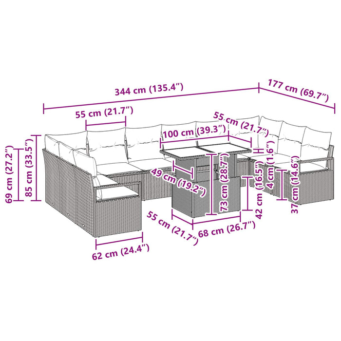 Set de canapele pentru grădină 11 pcs Negru și albastru - WALTI WALTI