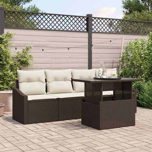 Set de canapele pentru grădină cu pernă 5 pcs maro și crem - WALTI WALTI