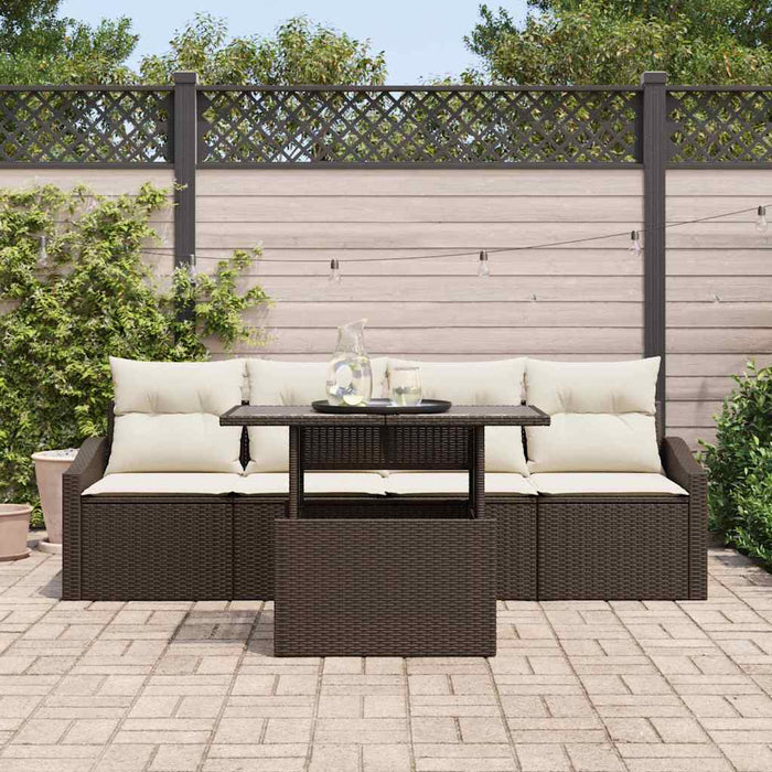 Set de canapele pentru grădină cu pernă 5 pcs maro și crem - WALTI WALTI