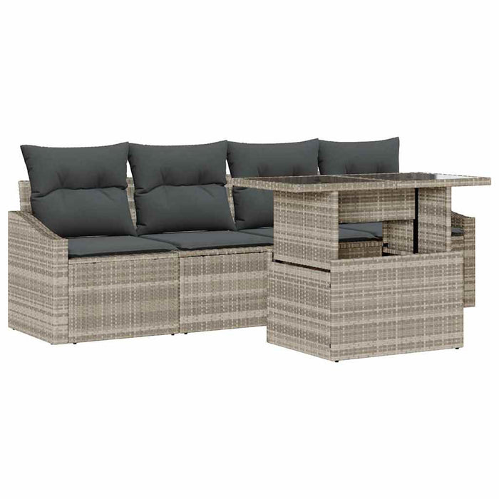 Set de canapele pentru grădină cu pernă 5 pcs Gri deschis - WALTI WALTI