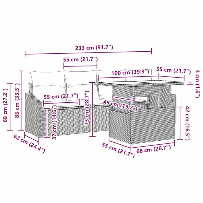 Set de canapele pentru grădină cu pernă 5 pcs Gri deschis - WALTI WALTI