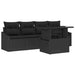 Set de canapele pentru grădină cu pernă 5 pcs Negru poliratan - WALTI WALTI