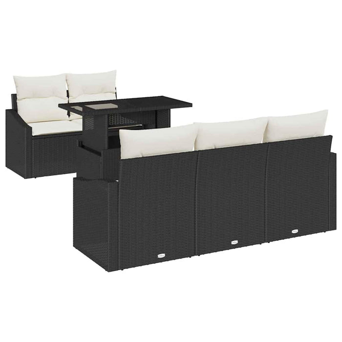 Set de canapele pentru grădină cu pernă 6 pcs negru și crem - WALTI WALTI