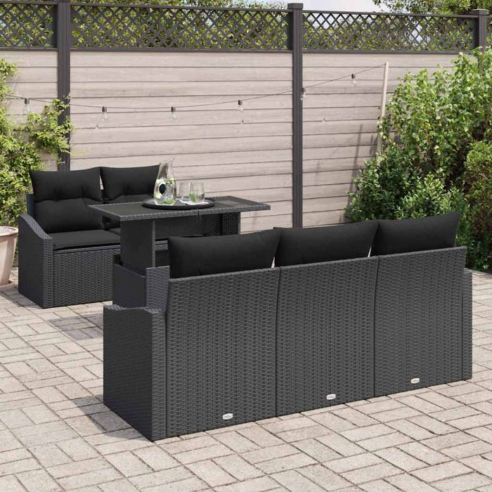 Set de canapele pentru grădină cu pernă 6 pcs Negru poliratan - WALTI WALTI