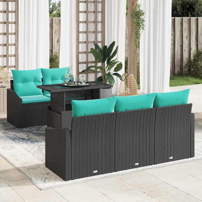 Set de canapele pentru grădină cu pernă 6 pcs Negru și albastru WALTI
