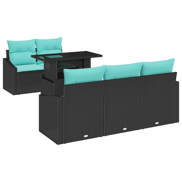 Set de canapele pentru grădină cu pernă 6 pcs Negru și albastru WALTI