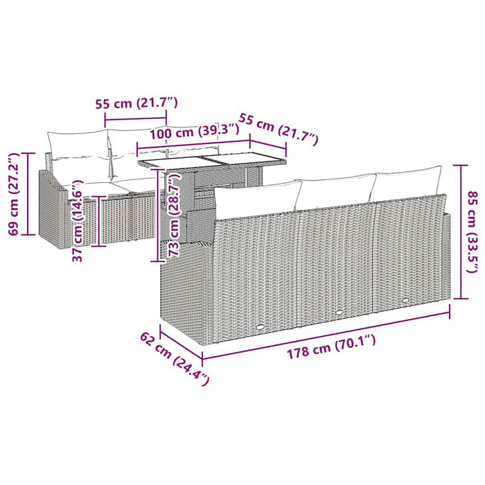 Set de canapele pentru grădină cu pernă 7 pcs negru și crem - WALTI WALTI