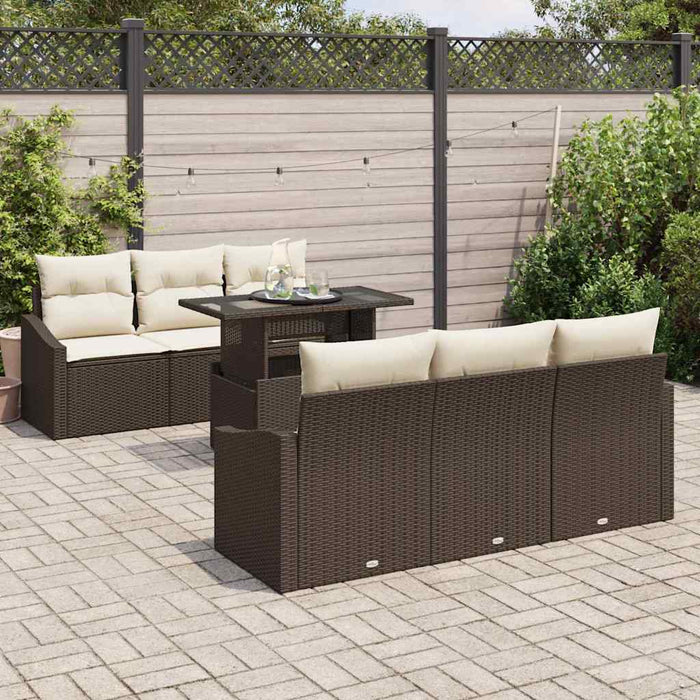 Set de canapele pentru grădină cu pernă 7 pcs maro și crem - WALTI WALTI