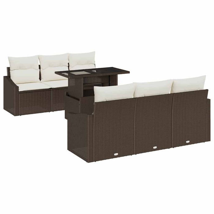Set de canapele pentru grădină cu pernă 7 pcs maro și crem - WALTI WALTI