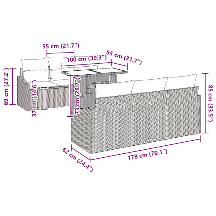 Set de canapele pentru grădină cu pernă 7 pcs maro și crem - WALTI WALTI