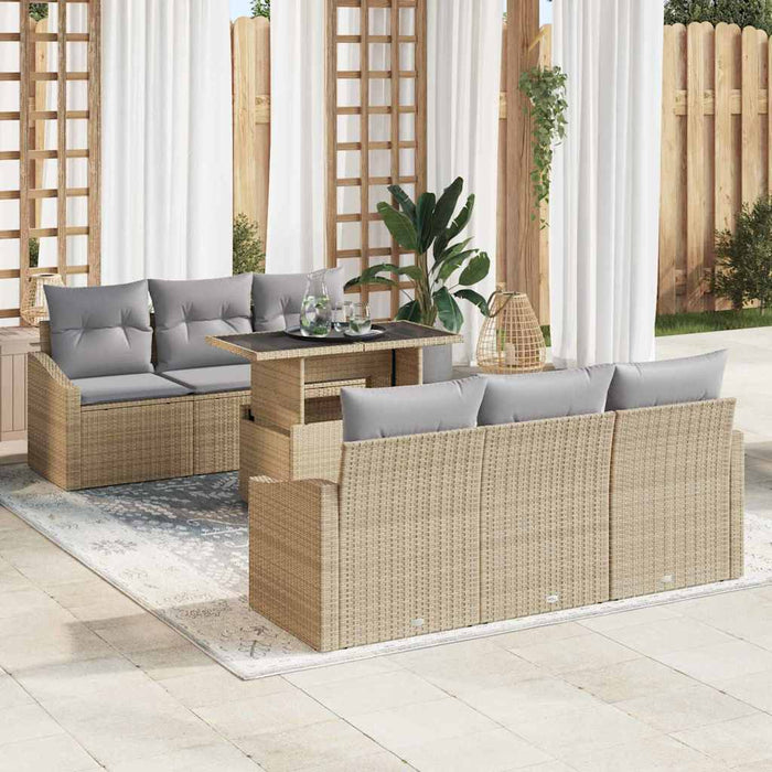 Set de canapele pentru grădină 7 pcs bej și gri deschis - WALTI WALTI