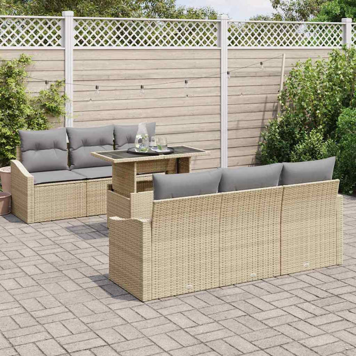Set de canapele pentru grădină 7 pcs bej și gri deschis - WALTI WALTI