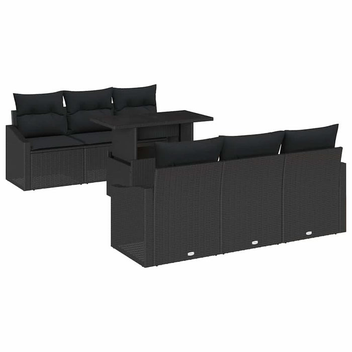 Set de canapele pentru grădină cu pernă 7 pcs Negru poliratan - WALTI WALTI