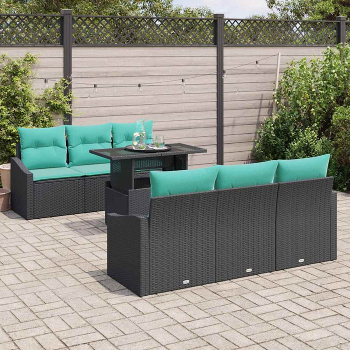 Set de canapele pentru grădină cu pernă 7 pcs Negru și albastru WALTI