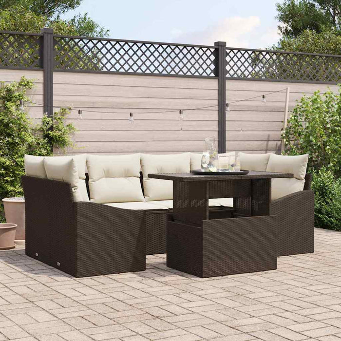 Set de canapele pentru grădină cu pernă 7 pcs maro și crem - WALTI WALTI