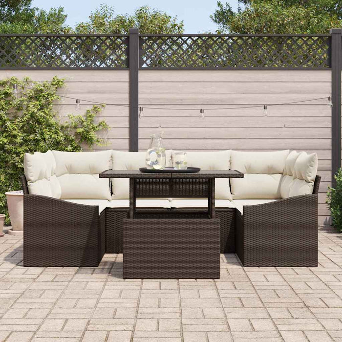Set de canapele pentru grădină cu pernă 7 pcs maro și crem - WALTI WALTI