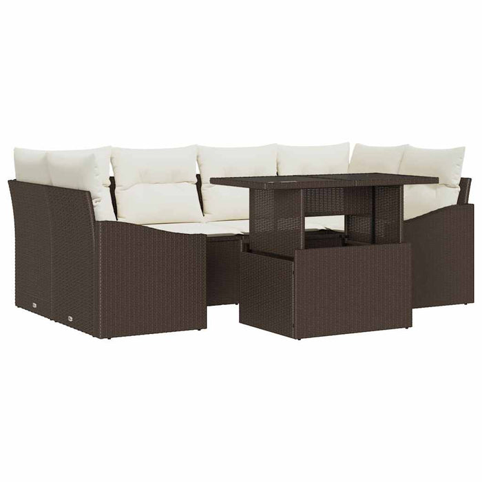 Set de canapele pentru grădină cu pernă 7 pcs maro și crem - WALTI WALTI