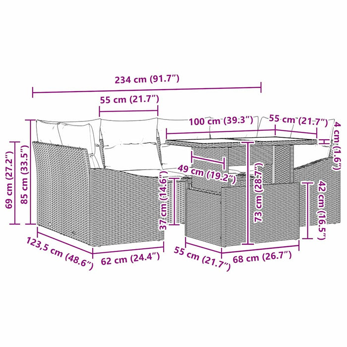 Set de canapele pentru grădină cu pernă 7 pcs Gri poliratan - WALTI WALTI